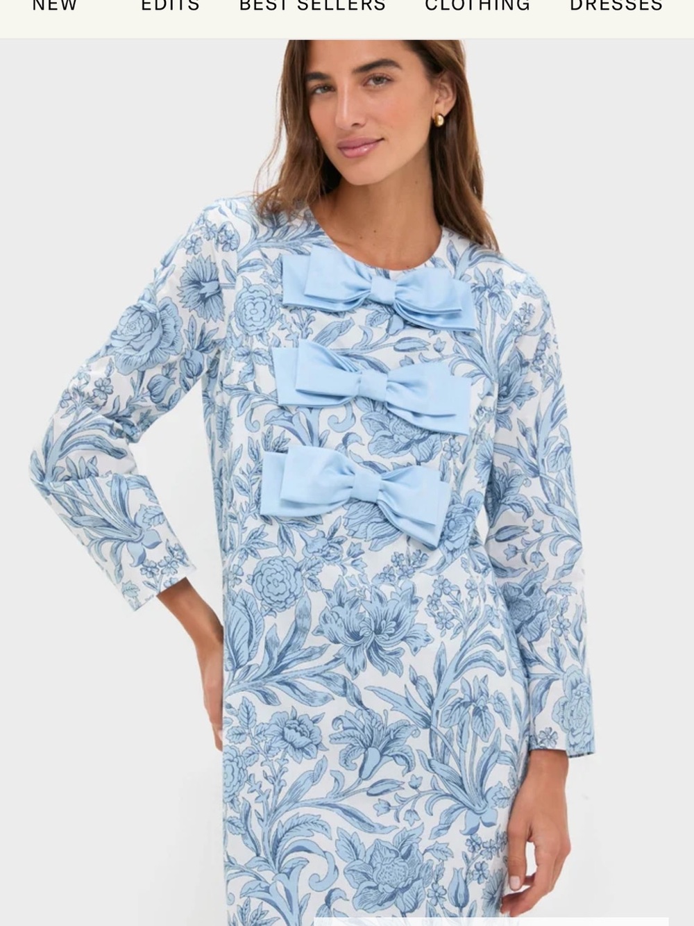 HEMMED Tuckernuck Light Blue Floral Bow-Front Nightshirt